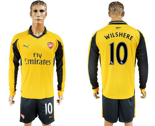 Arsenal #10 Wilshere Away Long Sleeves Soccer Club Jersey